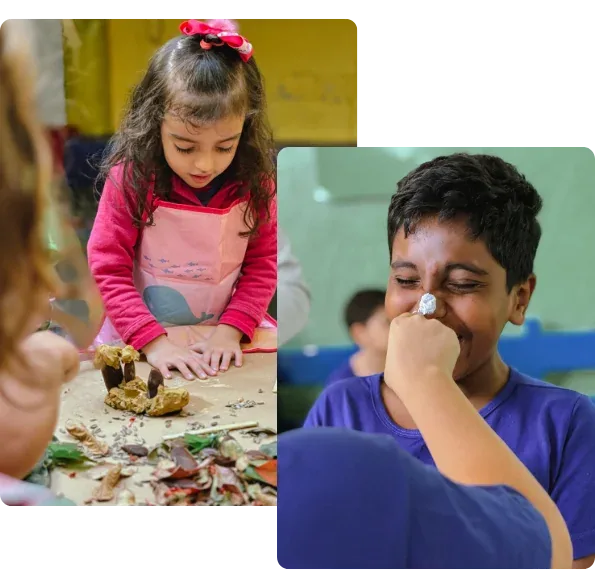 Momentos espontâneos de crianças em atividades na escola
